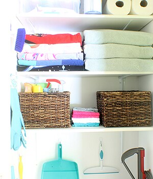 Utilize baskets to keep similar products together
