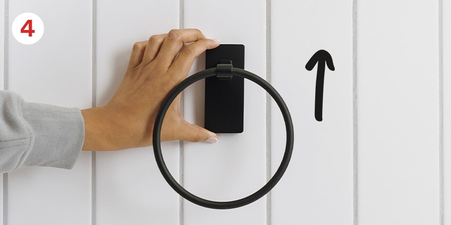 Step 4 - hands and an arrow show to slide hook up and off base