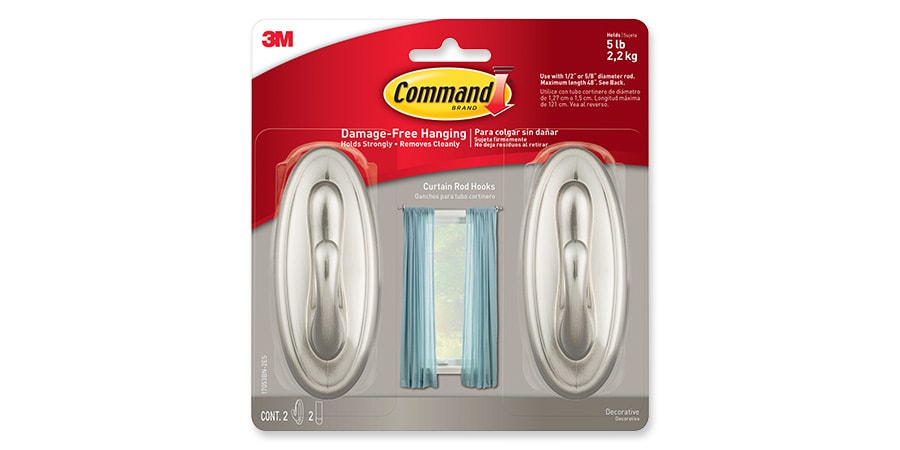 Command™ Decorative Brushed Nickel Curtain Rod Holders
