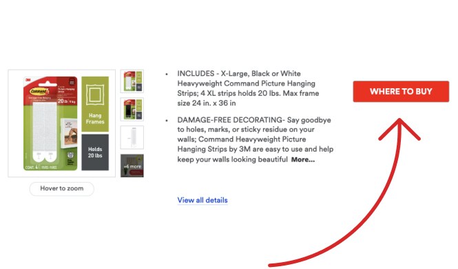Product information page with where to buy locator button displayed.

