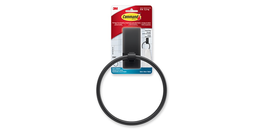Command™ Bath Matte Black Towel Ring
