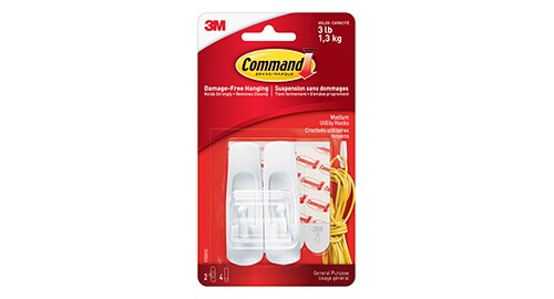 Two Command™ General Purpose Hooks in their packaging.
