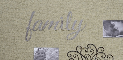 Cut out scrapbook paper letters to spell a word. Some options are “family”, “love”, “blessed”, etc.
