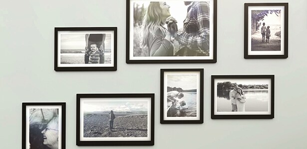 Stairway collage gallery wall hung with Command™ Brand Products