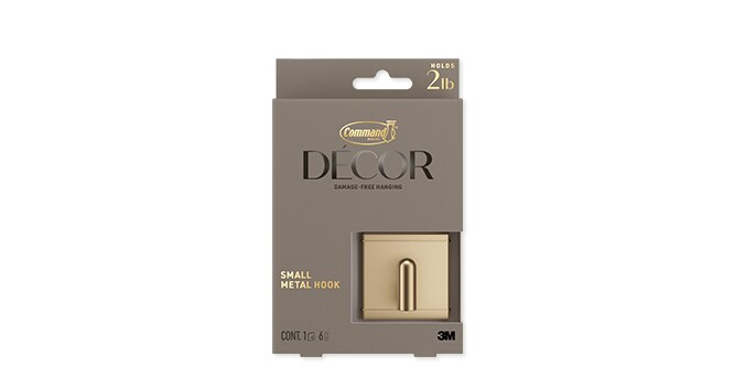 Command™ Small Metal Hook in brushed brass
