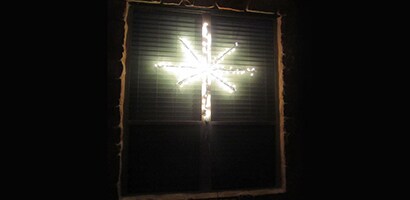 String Lights Snowflake Window Display
