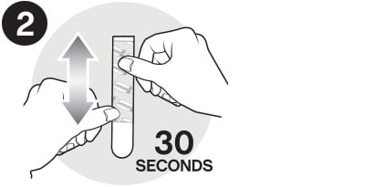 Step 2: Remove black liner. Apply strip to the wall. Press entire strip firmly for 30 seconds.
