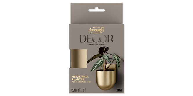 Command™ Metal Wall Planter in brushed brass
