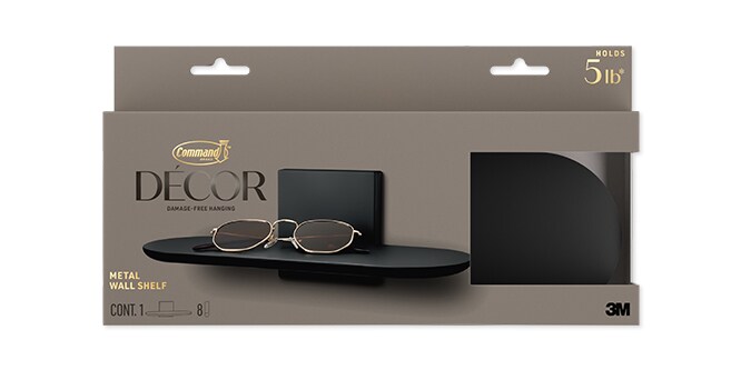 Command™ Metal Wall Shelf in matte black
