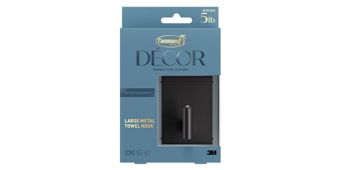 Command™ Large Metal Towel hook in matte black
