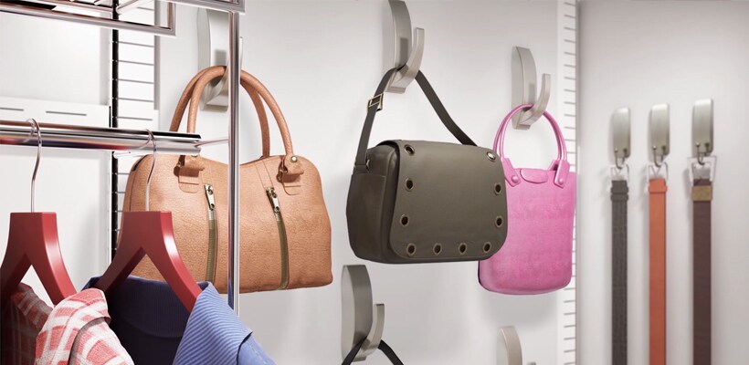Hang your handbags and belts with Command™ Hooks.